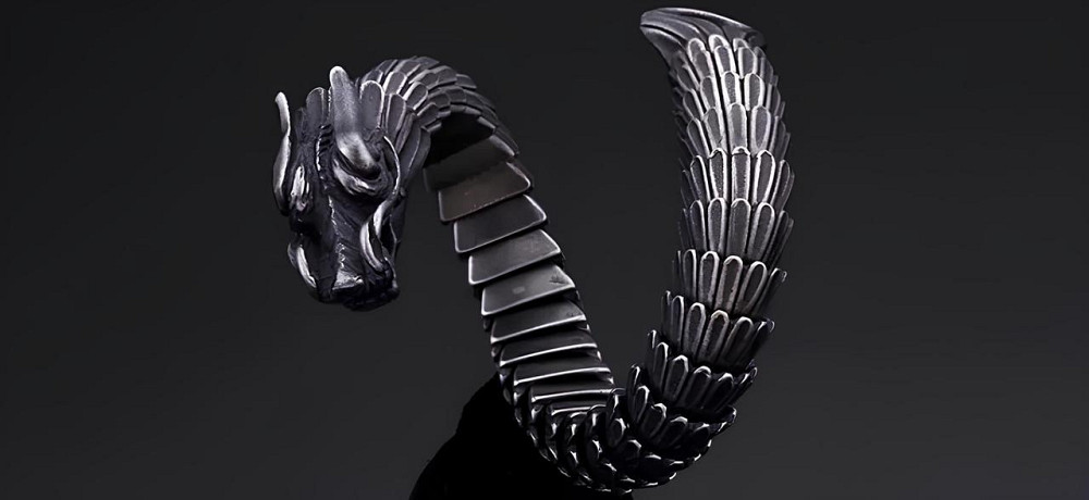 Сталевий чоловічий браслет Дракон RESTEQ. Тяжкий браслет Дракон. Браслет металевий Дракон 22 см Київ - фото 7