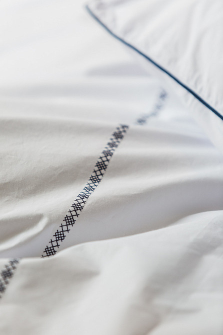 Ecotton Комплект постільної білизни Сімейний з вишивкою та кантом український хрестик Dark Blue Коломыя - изображение 8