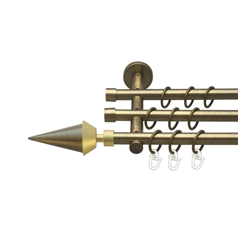 Карниз Orvit Спис металевий трирядний циліндр (20 см) гладка труба кільце металеве Антик 16\16\16 мм 160 см (00-00015805) Львів - фото 1