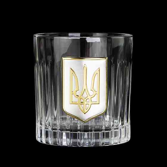 Набор бокалов для виски Тризуб Boss Crystal (2 бокала по 360 мл) хрусталь декорирован серебром и золотом Киев