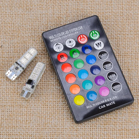 Лампы LED T10 2шт, 16 цветов с пультом для авто Киев - изображение 1