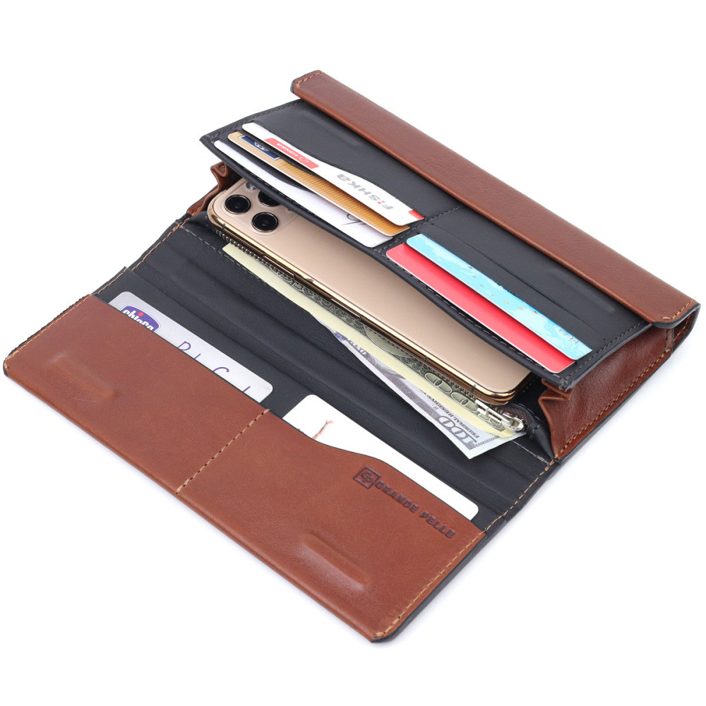 Барсетка из гладкой кожи Grande Pelle 11421 Коричневый Киев - изображение 3