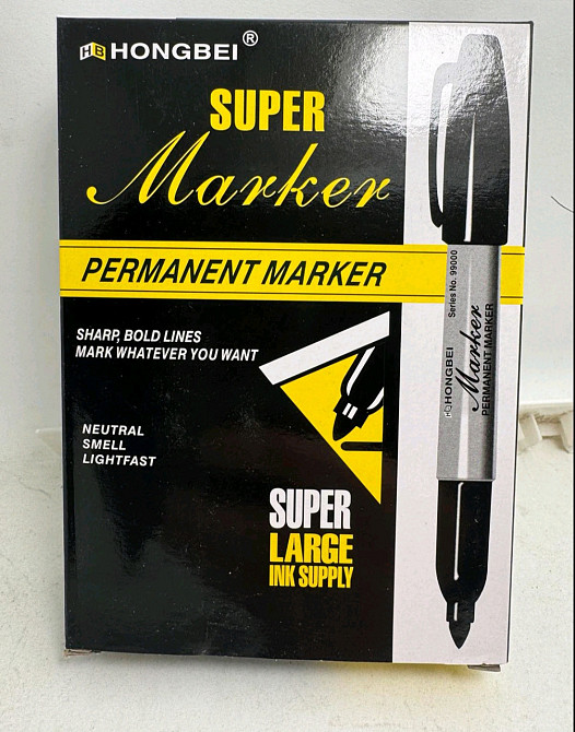 Маркер перманентний чорний товстий Київ - фото 1