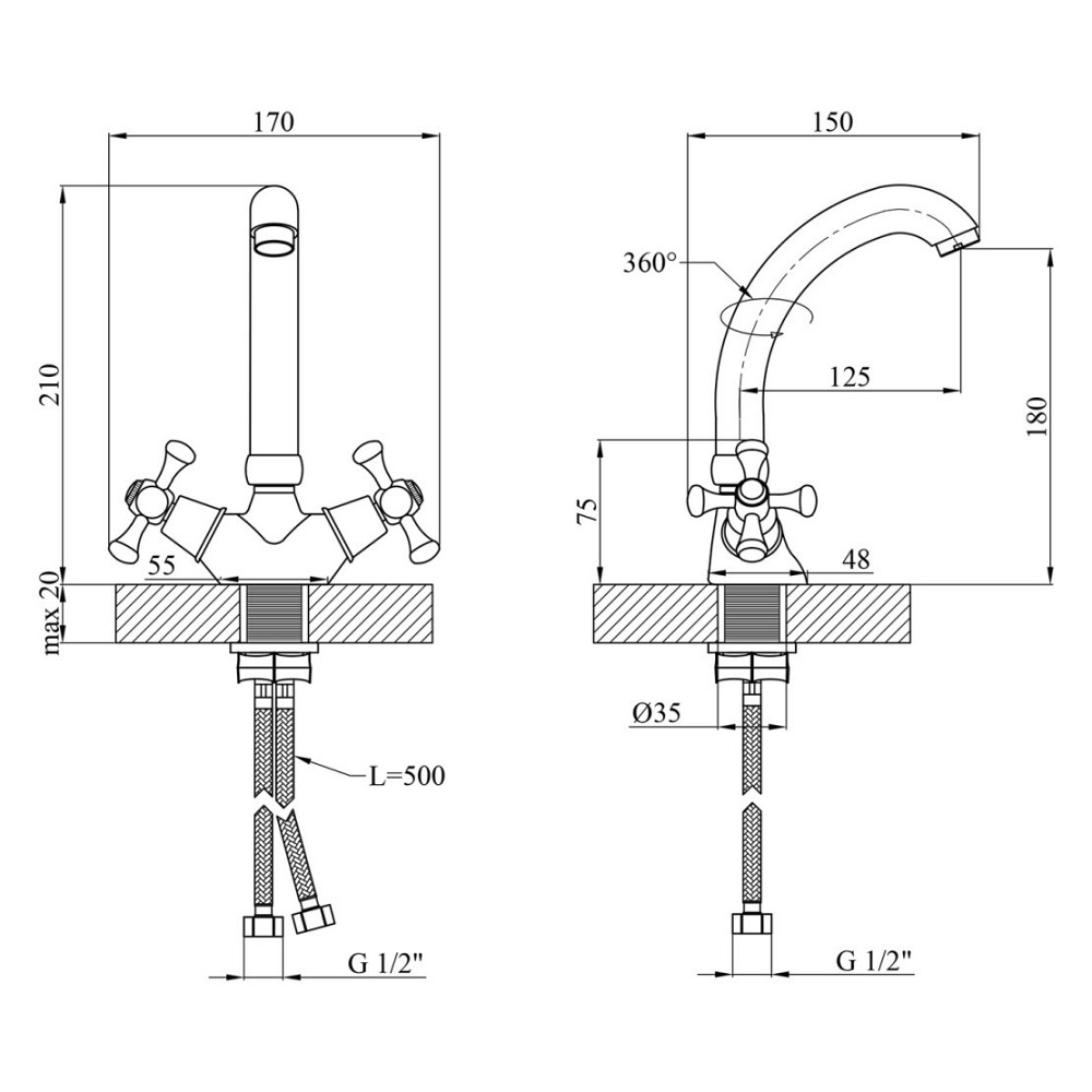Змішувач для кухні Kroner KRM Rhein - C031 Київ - фото 8