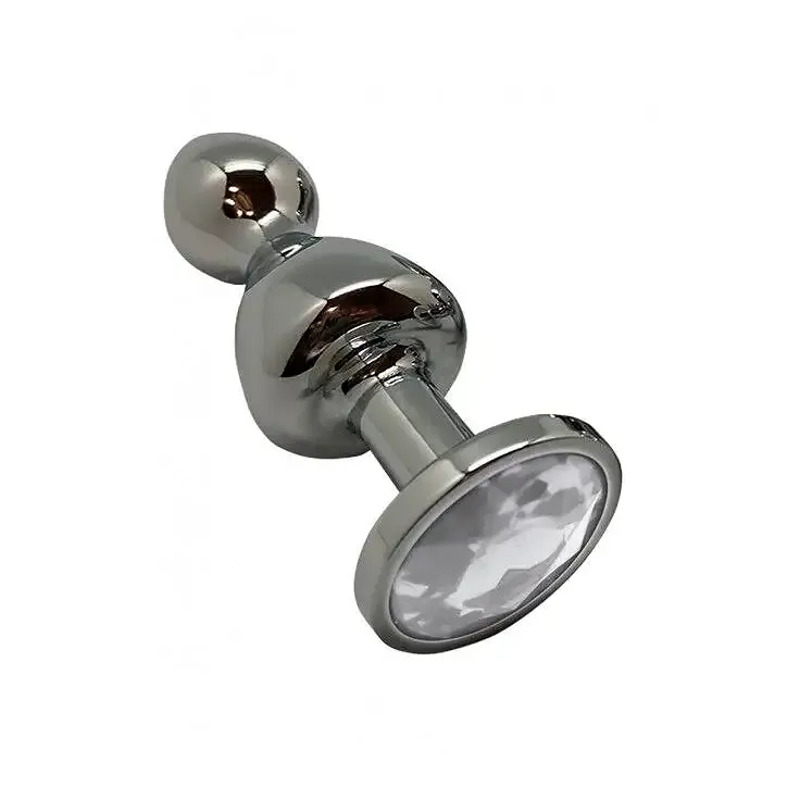 Металева анальна пробка Wooomy Lollypop Double Ball Metal Plug L, діаметр 3,5 см, довжина 10,5 см Львів - фото 1