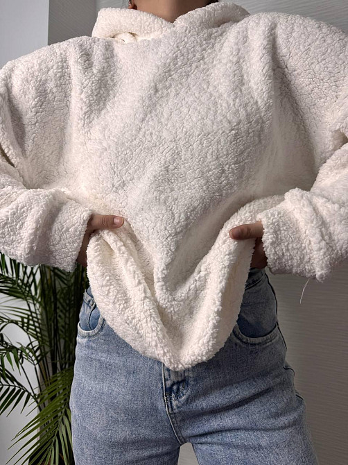 Женская теплая плюшевая худи с ушками турецкий мягкий мех Белый Одесса - изображение 2