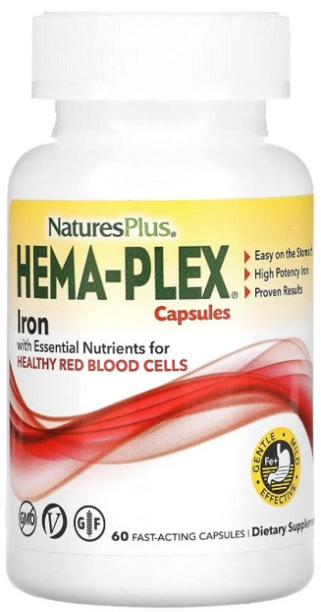 Комплекс вітамінів і мінералів Nature's Plus Hema-Plex 60 вег капс Київ - фото 1