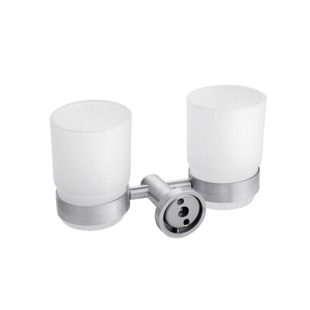 Стакан двойной с держателем для зубных щеток Kroner KRP Edelstahl Klassisch - ESG3708 сатин/белый Киев - изображение 4