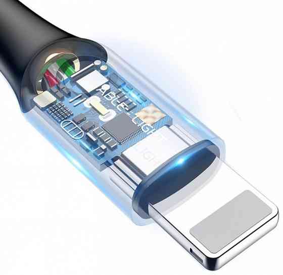 Кабель BASEUS CALCD-05 C-shaped Light Intelligent Cable Lightning 2.4A 1M фиолетовый Киев