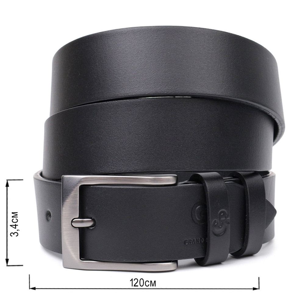 Стильный пояс под брюки для мужчин из натуральной кожи GRANDE PELLE 11690 Черный Киев - изображение 3