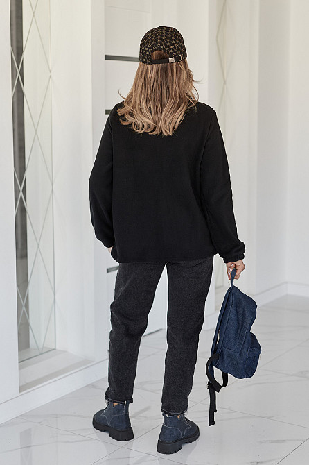 Флісова жіноча кофта на блискавці "Jacket" | Батал Чорний, 54-56 Київ - фото 4