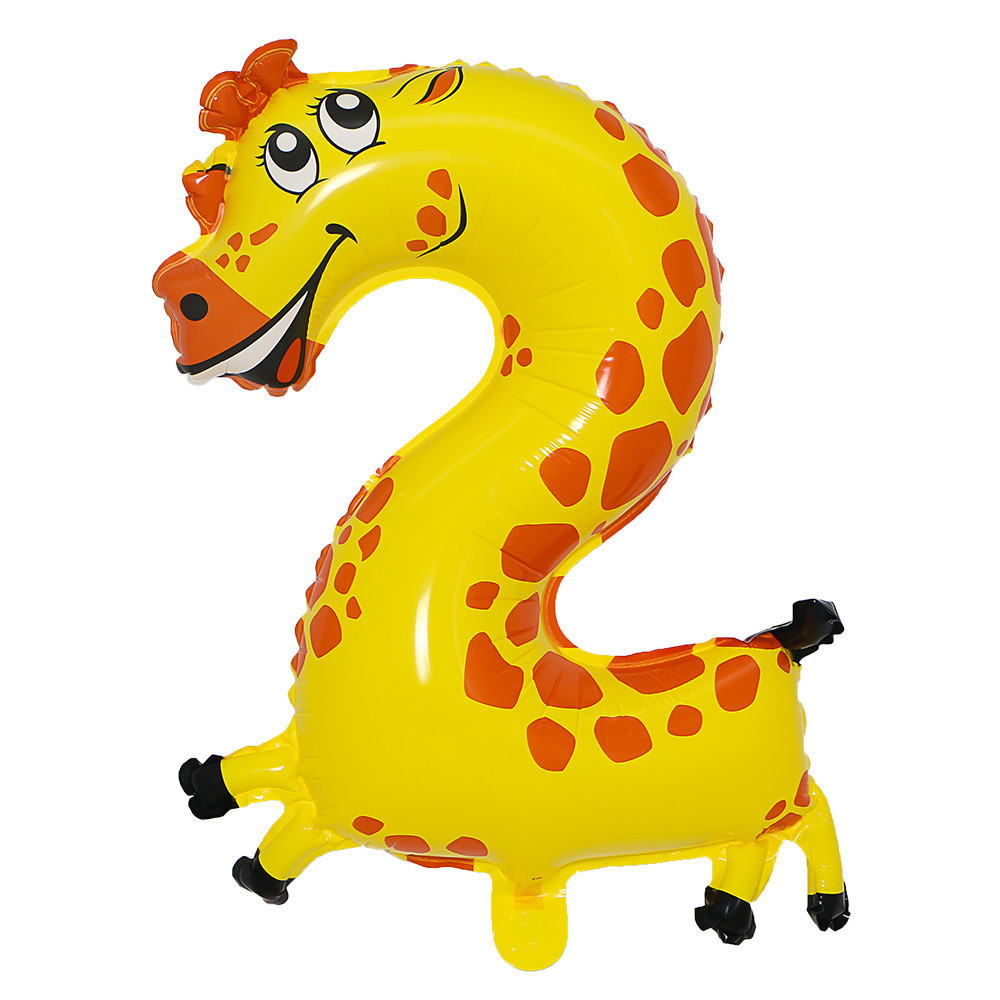 Шарик цифра 2 Жираф 16 дюймов разноцветный Киев - изображение 2