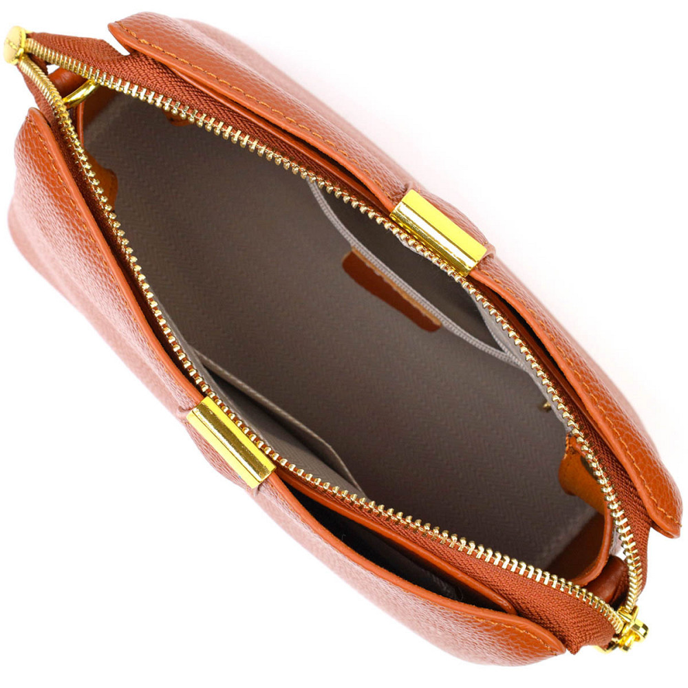 Стильная женская сумка на три отделения из натуральной кожи 22105 Vintage Рыжая Киев - изображение 6