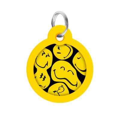 Адресник для тварин WAUDOG Smart ID з QR паспортом "Смайли на чорному", коло 30 мм (230-0181) Вінниця