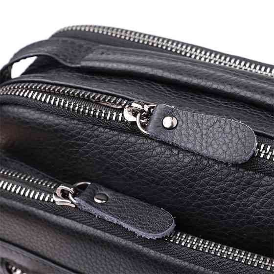 Вертикальная мужская сумка из натуральной кожи Vintage 22967 Черный Киев