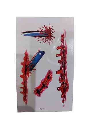 Наклейки тату для Хелловіна одноразові 10 на 6 см різнобарвний Київ