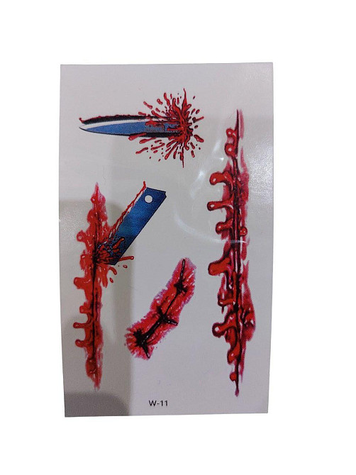 Наклейки тату для Хелловіна одноразові 10 на 6 см різнобарвний Київ - фото 1