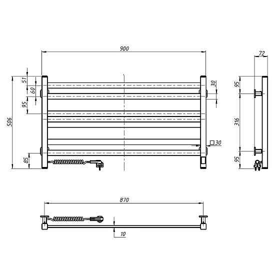 Рушникосушка електрична NAVIN Авангард 900х500 Sensor лівобічна з таймером, біла Київ