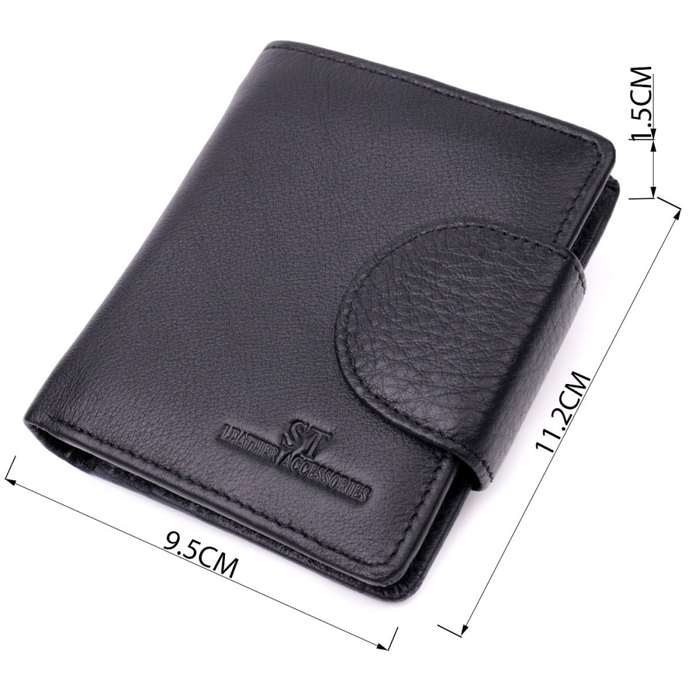 Жіночий вертикальний шкіряний гаманець чорний (ST Leather) Київ - фото 19