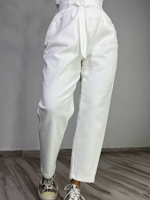 Джинси жіночі A-N 25072 MOM банани талія на резинці з ременем білі, білий, M, M, 77 см, 105 см Київ - фото 16