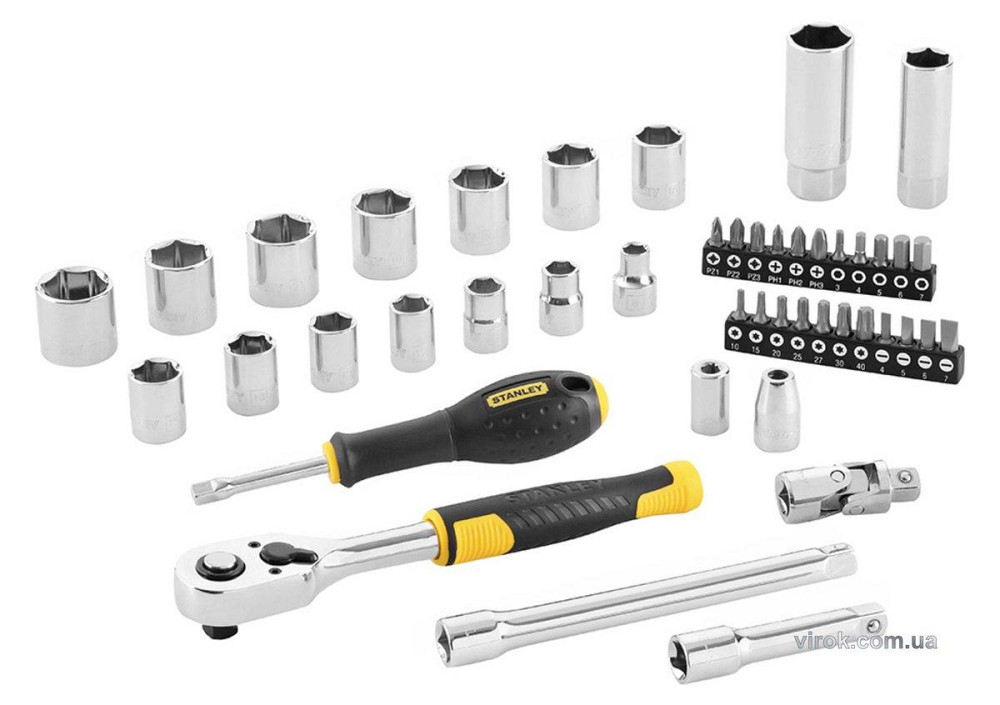 Набір головок торцевих і насадок викруткових STANLEY : 3/8", з інструментами, в футлярі, 45 шт. Одеса - фото 1