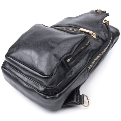 Сумка Vintage Женская слинг через плечо из экокожи Черная (22754) Винница - изображение 10