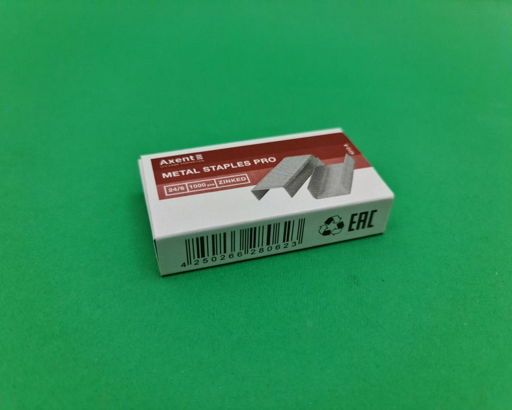 Скобы для канцелярского степлера №24(1000шт) AXENT (1 кор) Харьков - изображение 1