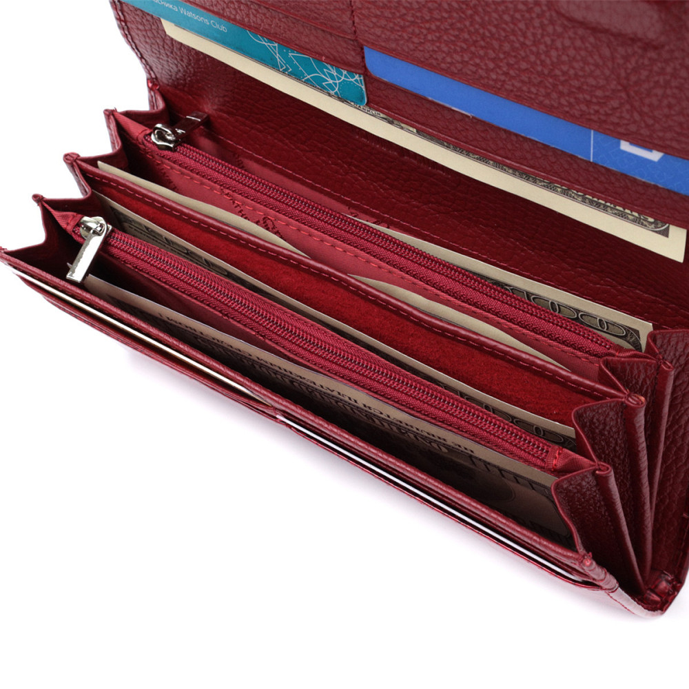 Лакированный женский кошелек с фактурой под рептилию из натуральной кожи ST Leather 22717 Красный Киев - изображение 8
