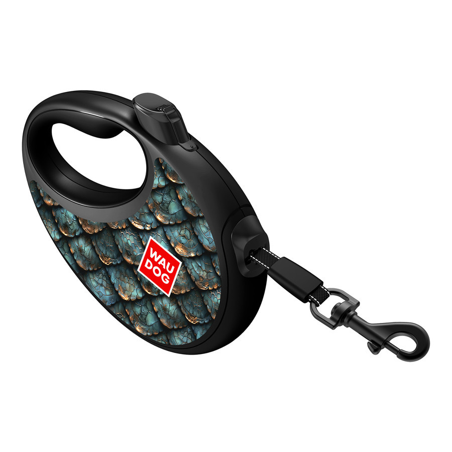 Повідець-рулетка для собак WAUDOG R-leash з контейнером для пакетів, малюнок "Луска", світловідбивна стрічка, S, до 12 кг, 3 м Київ - фото 5