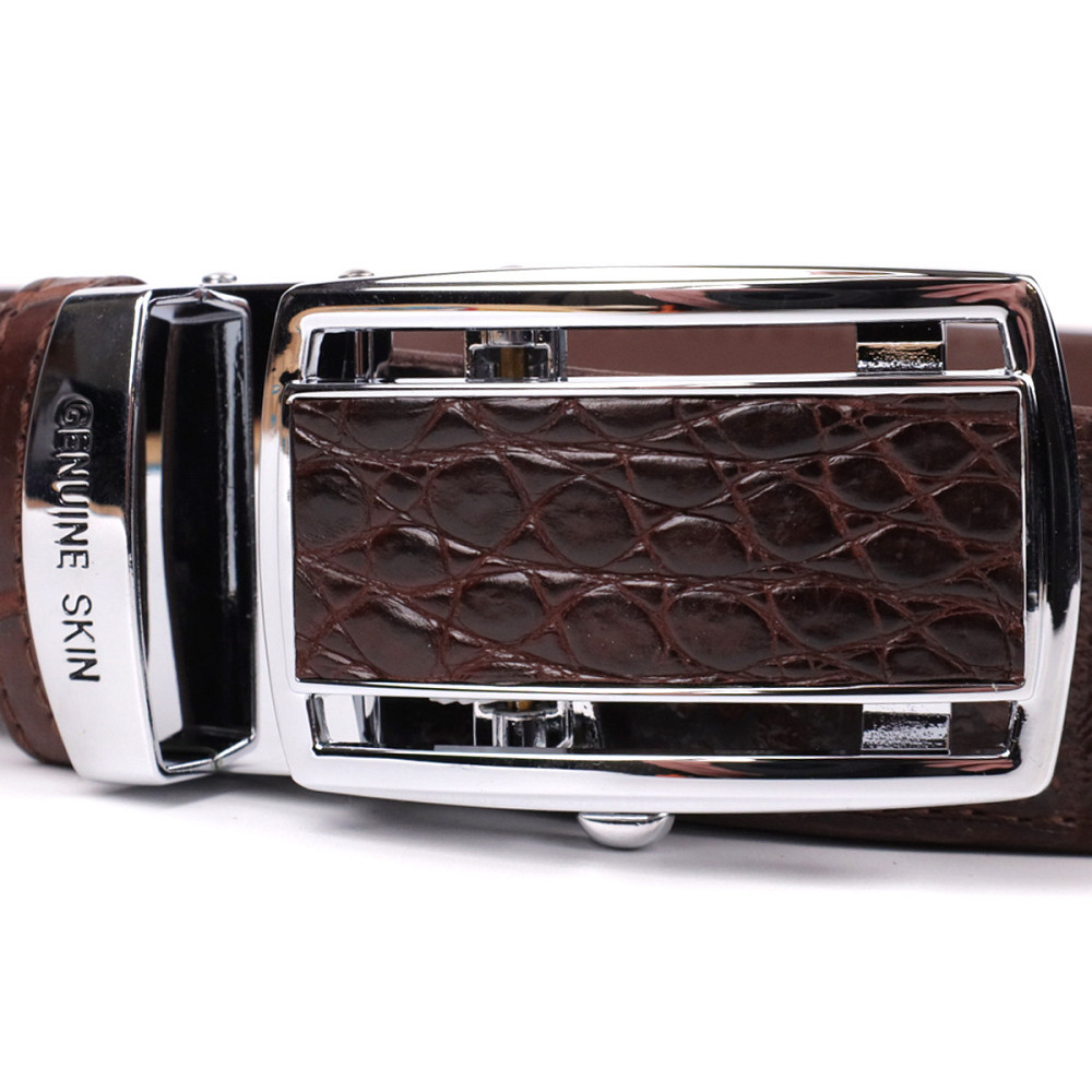 Ремінь-автомат з натуральної шкіри крокодила (каймана) Коричневий (CROCODILE LEATHER) Київ - фото 10