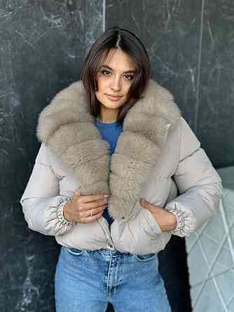 Короткі пуховики з хутром Бежевий Світлий Соболь XL Харків