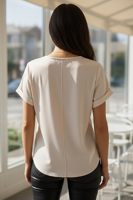 Женская футболка из шелка Бежевый M Харьков - изображение 6