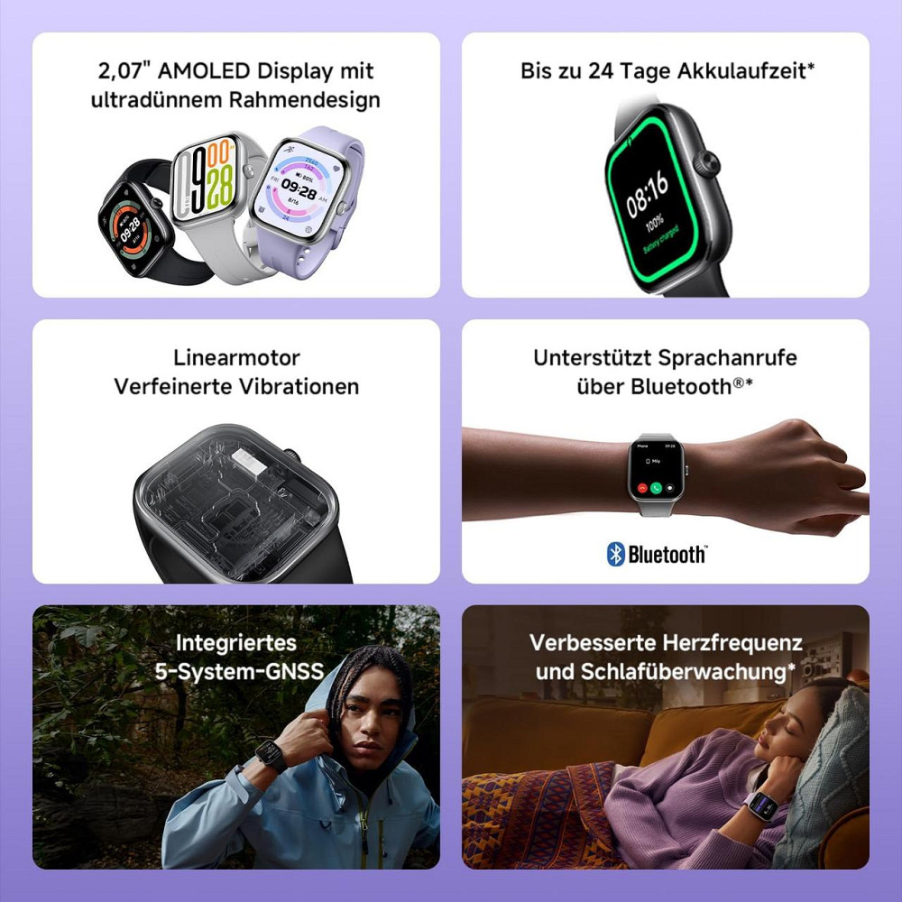 Смарт-годинник Xiaomi Redmi Watch 5 Чорний 2.07" AMOLED GPS (5 GNSS) 150+ режимів 24 дні 5ATM пульс SpO2 моніторинг сну і здоров'я Київ - фото 10