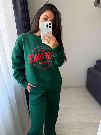 Жіночий теплий оверсайз костюм двійка: кофта і штани турецька тринитка пеньє на флісі Одеса