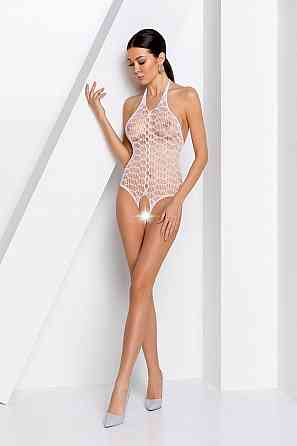 Бодістокінг у велику сітку Passion BS087 white, відкрита спина, халтер, з доступом Sex Aura Київ