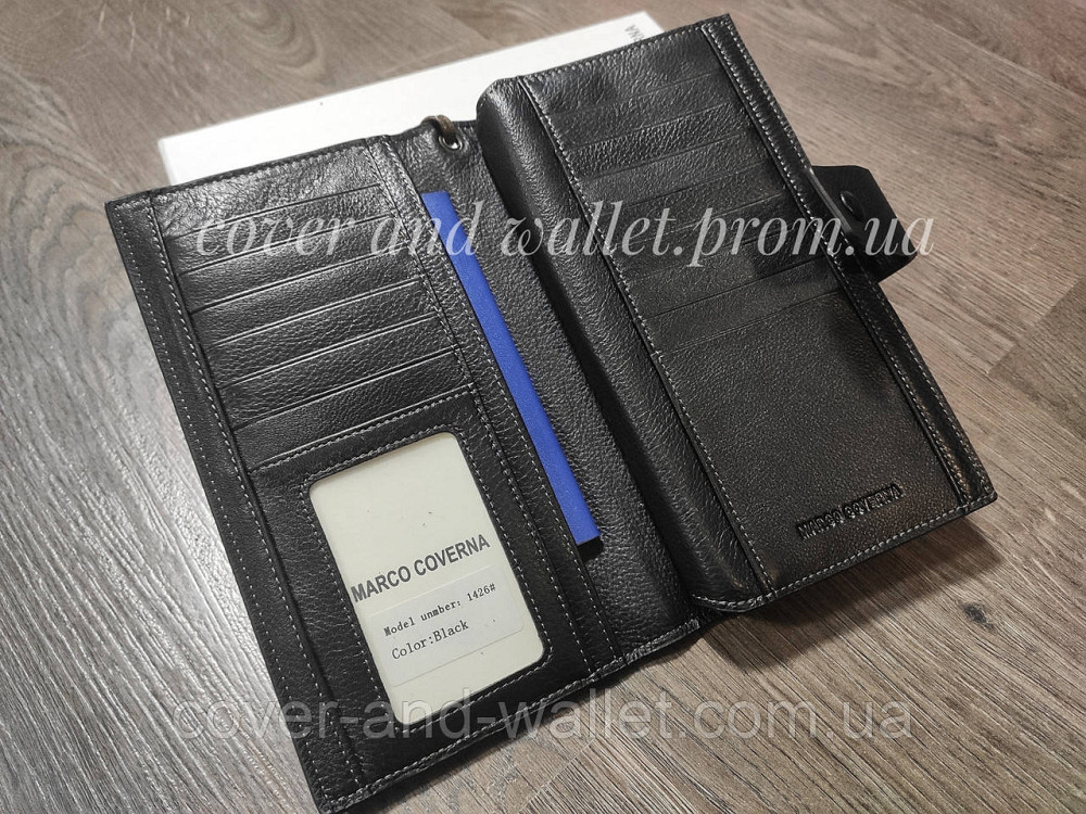 Стильный кожаный кошелек клатч черного цвета для мужчин и женщин Marco Coverna (1426 black) Киев - изображение 2