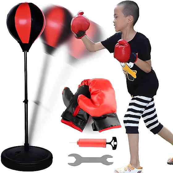 Дитячий боксерський набір Надувна груша на стійці (80-110см) + рукавички / Боксерська груша / Набір для боксу Київ