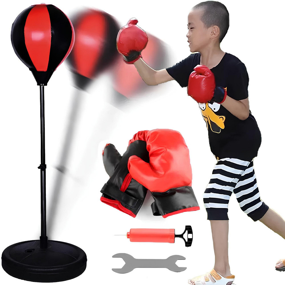 Дитячий боксерський набір Надувна груша на стійці (80-110см) + рукавички / Боксерська груша / Набір для боксу Київ - фото 1
