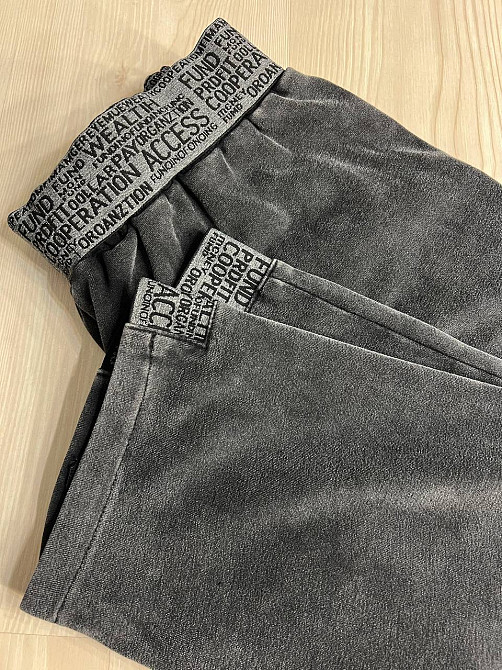 Брюки женские Yimeite 516 мом бананы вареные тай дай трикотажные талия на резинке черные, черный, З2 Киев - изображение 6