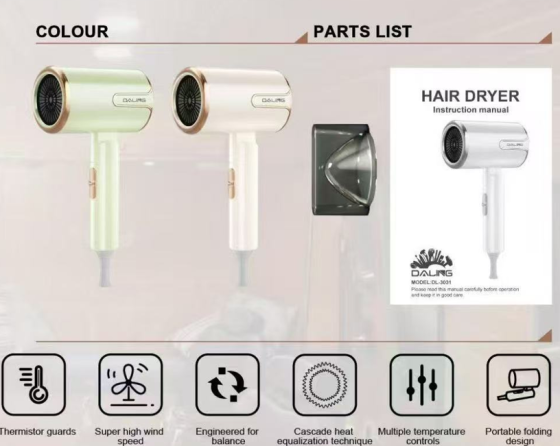 Фен для волос DALING DL-3031, 2200W Дніпро