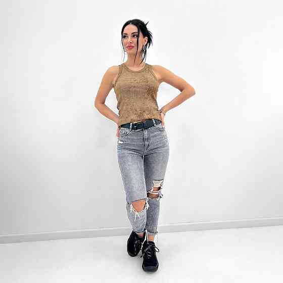 Трикотажная женская майка тай-дай Design 42-44, Капучино Киев