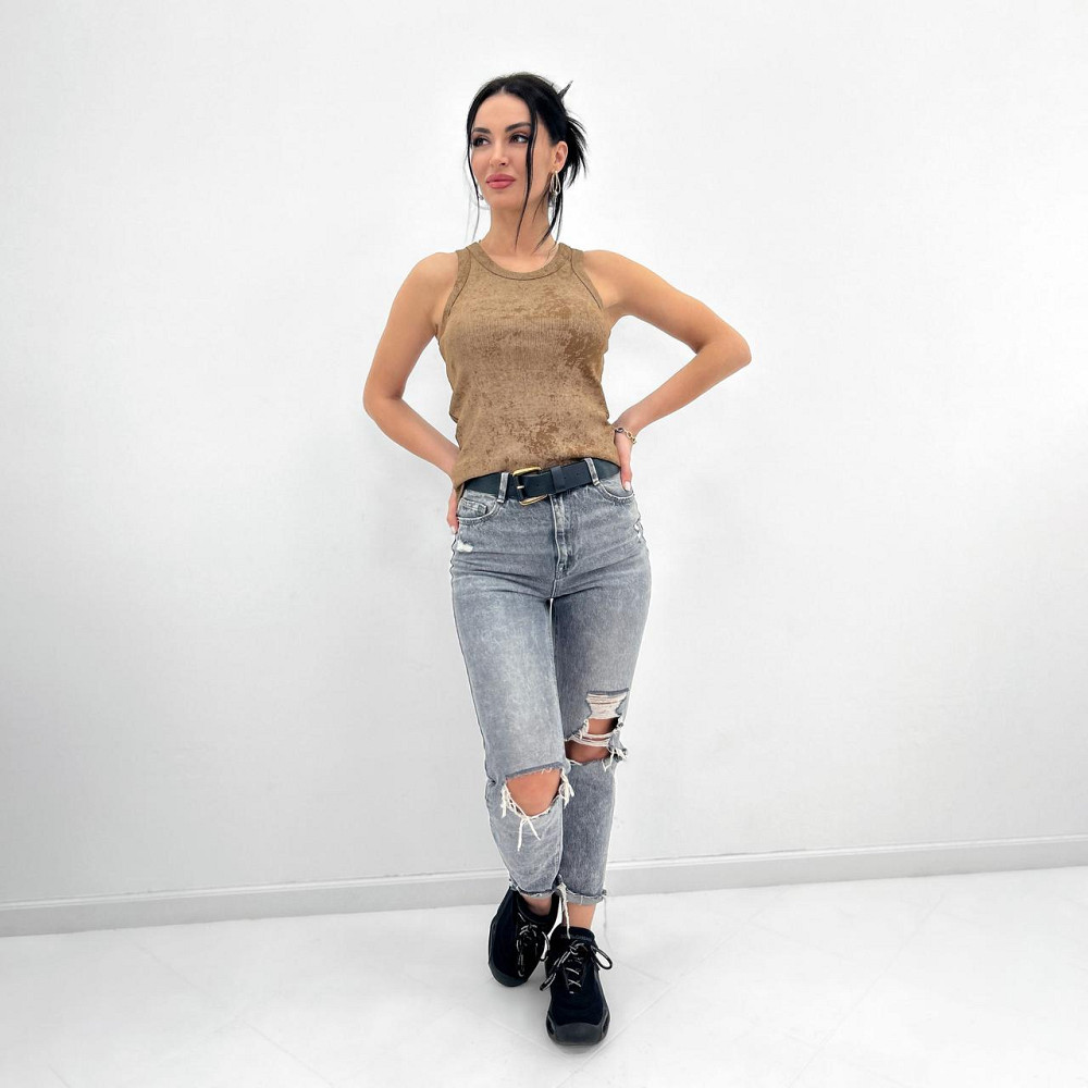 Трикотажная женская майка тай-дай Design 42-44, Капучино Киев - изображение 2