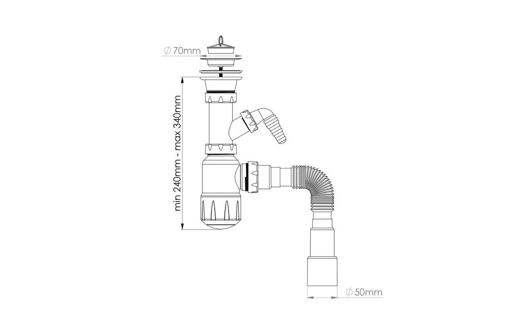 Сифон для умивальника з відводом для пральної машини, випуск 70мм NOVA Харків - фото 3