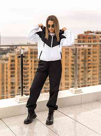 Стильний жіночий костюм з плащівки "Wolf"| Батал Чорний+білий, 50-52 Київ