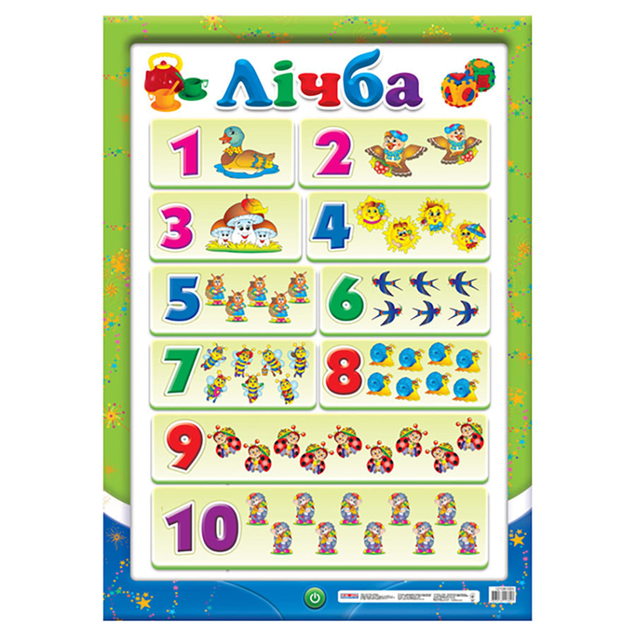 Учебный плакат Счет до 10 12104100 с цветными картинками Винница - изображение 1