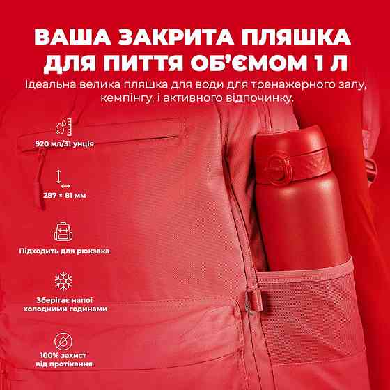 Пляшка для води металева вакуумна ION8 920 мл. Vacuum Insulated, Red Каменское