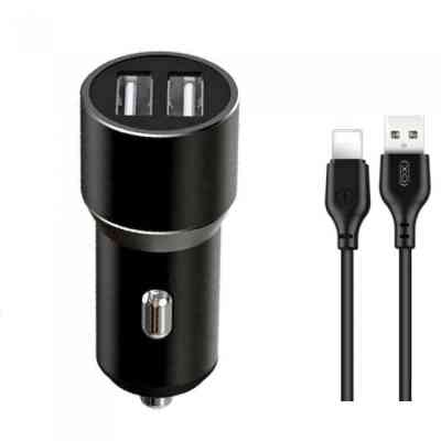 Зарядний пристрій XO TZ09 2.4A/2 USB + cable lightning Black (XO-TZ09L-BK) Вінниця