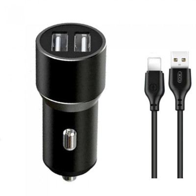 Зарядний пристрій XO TZ09 2.4A/2 USB + cable lightning Black (XO-TZ09L-BK) Вінниця - фото 1