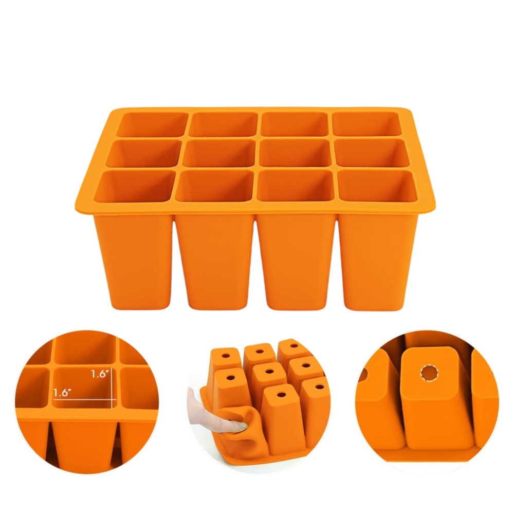 Кассета для рассады лоток садовый на 12 ячеек, силиконовый, многоразовый для выращивания семян, растений, цветов, оранжевый Каменец-Подольский - изображение 4