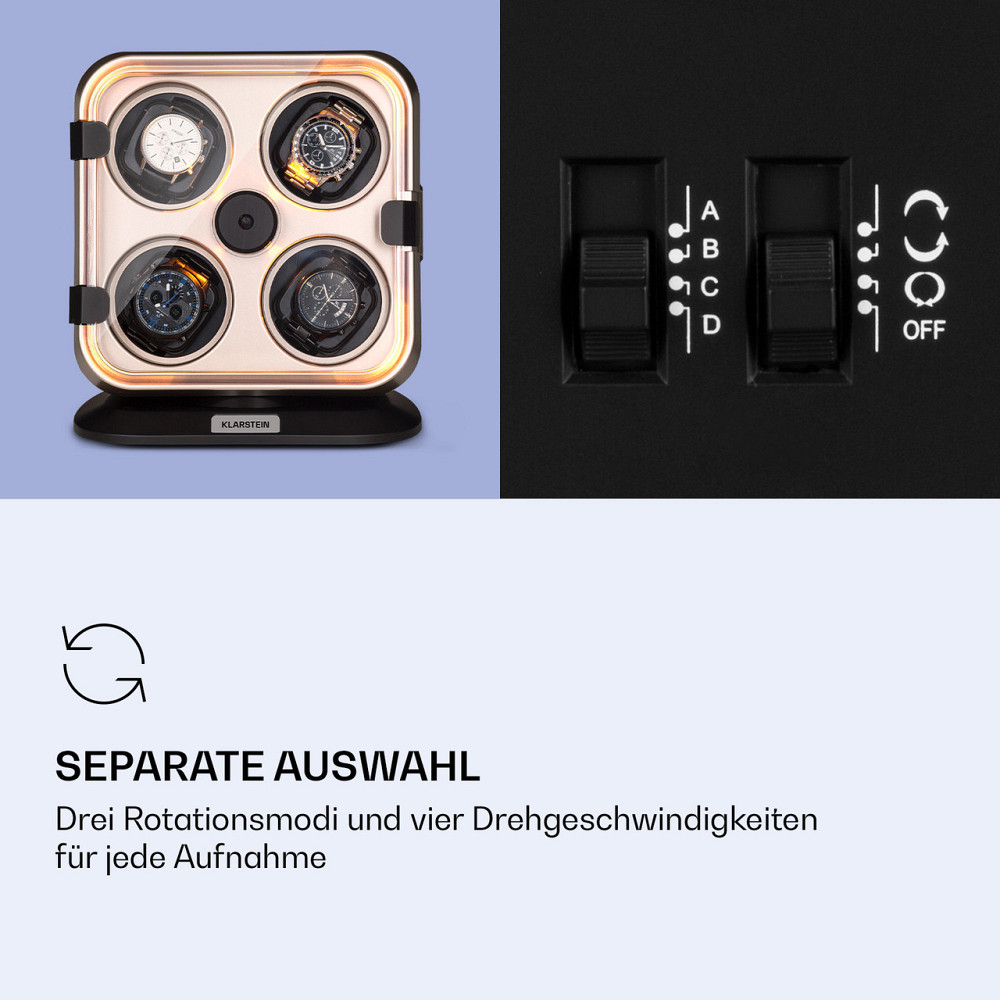 Clover Watch Winder 4 Часы 3 вращения 4 скорости LED Metallic (Германия, читать описание) Ровно - изображение 4